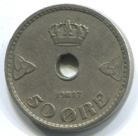 50 ORE 1927 NORWAY Coin #WW1039.U.A - Norwegen