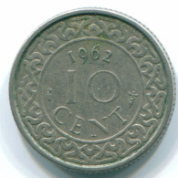 10 CENTS 1962 SURINAME NÉERLANDAIS NETHERLANDS Nickel Colonial Pièce #S13193.F.A - Surinam 1975 - ...