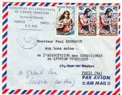 1960 " ASSOCIATION Des Combattants De L' UNION FRANCAISE " Section De L' OCEANIE à PAPEETE  Envoyée à SAVERNE - Cartas & Documentos