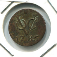 1786 UTRECHT VOC DUIT NIEDERLANDE OSTINDIEN NY COLONIAL PENNY #VOC1662.10.D.A - Niederländisch-Indien