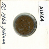 5 CENTS 1963 NEERLANDÉS NETHERLANDS Moneda #AU464.E.A - 1948-1980: Juliana