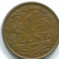 1 CENT 1954 NETHERLANDS ANTILLES Bronze Fish Colonial Coin #S11014.U.A - Netherlands Antilles