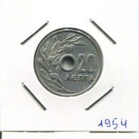 20 LEPTA 1957 GRIECHENLAND GREECE Münze #AK440.D.A - Griechenland