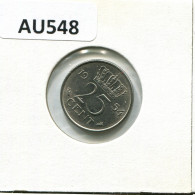 25 CENTS 1954 NETHERLANDS Coin #AU548.U.A - 1948-1980 : Juliana