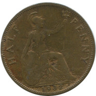 HALF PENNY 1932 UK GROßBRITANNIEN GREAT BRITAIN Münze #AG808.1.D.A - C. 1/2 Penny