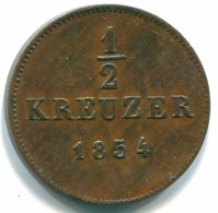 1/2 KREUZER 1854 BAVARIA RARE GERMANY Coin #DE10118.3.U.A - Sonstige & Ohne Zuordnung