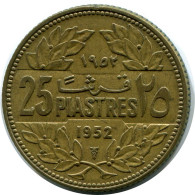 25 PIASTRES 1952 LIRANESA LEBANON Moneda #AP382.E.A - Libanon