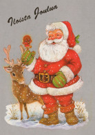 SANTA CLAUS ANIMALS CHRISTMAS Holidays Vintage Postcard CPSM #PAK529.A - Santa Claus