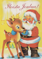 PÈRE NOËL Animaux NOËL Fêtes Voeux Vintage Carte Postale CPSM #PAK537.A - Santa Claus