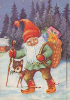 SANTA CLAUS ANIMALS CHRISTMAS Holidays Vintage Postcard CPSM #PAK459.A - Santa Claus