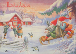 SANTA CLAUS Happy New Year Christmas GNOME Vintage Postcard CPSM #PBA676.A - Santa Claus