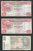 HONG KONG = 2 BILLETS DE 100 DOLLARS DE 1993 Et 1994 +1 BILLET DE 20 DOLLARS DE 1997 - Hongkong