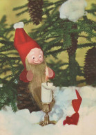 BABBO NATALE Buon Anno Natale GNOME Vintage Cartolina CPSM #PAY511.A - Santa Claus