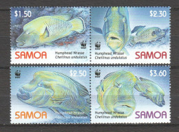 Samoa 2006 Mi 1034-1037 In Pairs MNH WWF - HUMPHEAD WRASSE - Nuevos