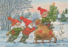BABBO NATALE Buon Anno Natale GNOME Vintage Cartolina CPSM #PAW885.A - Santa Claus