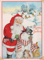 BABBO NATALE Buon Anno Natale GNOME Vintage Cartolina CPSM #PBO083.A - Santa Claus