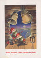 BABBO NATALE Buon Anno Natale GNOME Vintage Cartolina CPSM #PBM086.A - Santa Claus