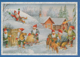 PAPÁ NOEL Feliz Año Navidad GNOMO Vintage Tarjeta Postal CPSM #PBL999.A - Santa Claus