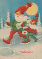 SANTA CLAUS Happy New Year Christmas GNOME Vintage Postcard CPSM #PBL743.A - Santa Claus