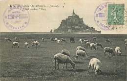 50 - Le Mont Saint Michel - Prés Salés - Moutons - Oblitération Ronde De 1921 - Etat Trou De Punaise Visible - CPA - Voi - Le Mont Saint Michel