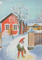 BABBO NATALE Buon Anno Natale GNOME Vintage Cartolina CPSM #PBL750.A - Santa Claus