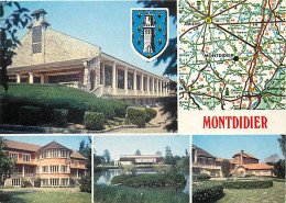 80 - Montdidier - Multivues - Blasons - Carte Géographique Michelin - CPM - Voir Scans Recto-Verso - Montdidier