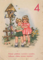 FELIZ CUMPLEAÑOS 4 Año De Edad NIÑO NIÑOS Vintage Tarjeta Postal CPSM #PBT972.A - Compleanni