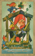 SANTA CLAUS Happy New Year Christmas GNOME Vintage Postcard CPSMPF #PKD930.A - Santa Claus