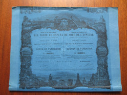 ESPAGNE - MADRID 1860 - CHEMIN DE FER DU NORD DE L'ESPAGNE - COUPON DE FONDATION - BELLE DECO - Sonstige & Ohne Zuordnung