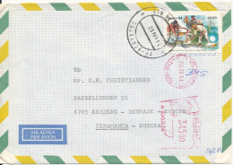 Brazil Air Mail Cover With Meter Cancel And A Stamp Sent To Denmark 25-2-1984 - Blocks & Kleinbögen