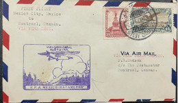 MEXICO TO CANADA 1929 FIRST FLIGHT COVER, MEXICO TO MONTREAL VIA VERA CRUZ,  MEXICO & MONTREAL CITY DUPLEX CANCEL - Mexico