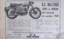 Publicité De Presse ; Moto D.S. Malterre - Publicités