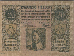 20 HELLER 1920 Stadt LOOSDORF Niedrigeren Österreich Notgeld Banknote #PD785 - Lokale Ausgaben