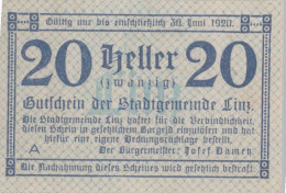 20 HELLER 1920 Stadt LINZ Oberösterreich Österreich Notgeld Banknote #PI434 - Lokale Ausgaben