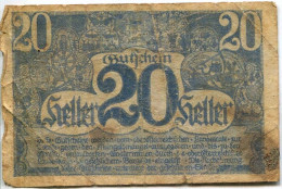 20 HELLER 1920 Stadt LINZ Oberösterreich Österreich Notgeld Papiergeld Banknote #PL866 - Lokale Ausgaben