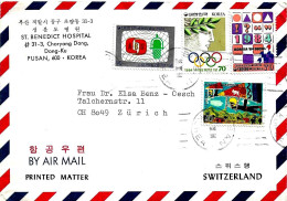 KOREA - 1984 PUSAN Lettera Air Mail Per La Svizzera Con 4 Francobolli - 7643 - Corée Du Sud