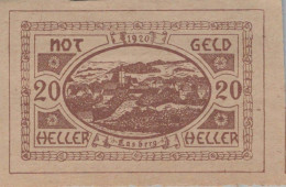 20 HELLER 1920 Stadt LASBERG Oberösterreich Österreich Notgeld Banknote #PD758 - Lokale Ausgaben