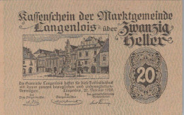 20 HELLER 1920 Stadt LANGENLOIS Niedrigeren Österreich Notgeld Papiergeld Banknote #PG602 - Lokale Ausgaben