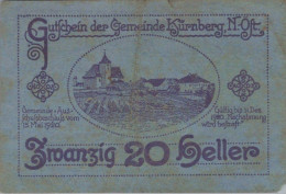 20 HELLER 1920 Stadt KÜRNBERG Niedrigeren Österreich Notgeld Banknote #PI225 - Lokale Ausgaben