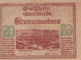 20 HELLER 1920 Stadt KRUMMNUSSBAUM Niedrigeren Österreich Notgeld Papiergeld Banknote #PG504 - Lokale Ausgaben