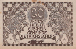20 HELLER 1920 Stadt DIETRICHSCHLAG BEI LEONFELDEN Oberösterreich Österreich UNC #PH370 - Lokale Ausgaben
