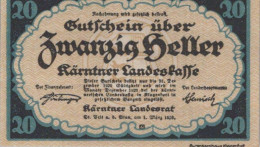20 HELLER 1920 Stadt CARINTHIA Carinthia Österreich Notgeld Papiergeld Banknote #PG900 - [11] Emissions Locales