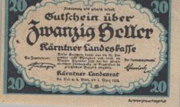 20 HELLER 1920 Stadt CARINTHIA Carinthia Österreich Notgeld Banknote #PD681 - Lokale Ausgaben