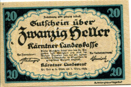 20 HELLER 1920 Stadt CARINTHIA Carinthia Österreich Notgeld Papiergeld Banknote #PL548 - [11] Emissions Locales