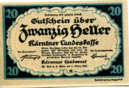 20 HELLER 1920 Stadt CARINTHIA Carinthia Österreich Notgeld Papiergeld Banknote #PL546 - [11] Emissions Locales