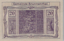 20 HELLER 1920 Stadt BRUNNENTHAL Oberösterreich Österreich Notgeld Papiergeld Banknote #PG576 - [11] Emissions Locales