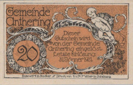 20 HELLER 1921 Stadt ANTHERING Salzburg UNC Österreich Notgeld Banknote #PH361 - [11] Local Banknote Issues