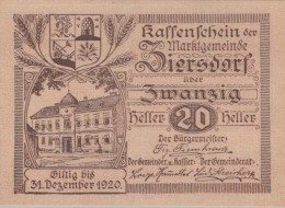 20 HELLER 1920 Stadt ZIERSDORF Niedrigeren Österreich UNC Österreich Notgeld #PH464 - Lokale Ausgaben