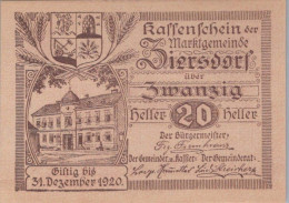 20 HELLER 1920 Stadt ZIERSDORF Niedrigeren Österreich Notgeld Papiergeld Banknote #PG757 - Lokale Ausgaben