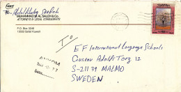 Kuwait Cover Sent To Sweden 21-11-1989 Single Franked - Kuwait